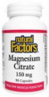 Natural Factors: Magnesium citrát (Hořčík) 150 mg 90 cps